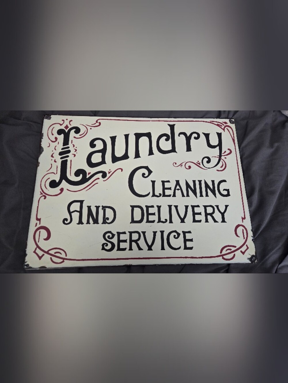 Hobby Lobby Laundry Cleaning and Delivery Service Sign - Black and Burgundy